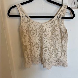 Lace cream crop top
